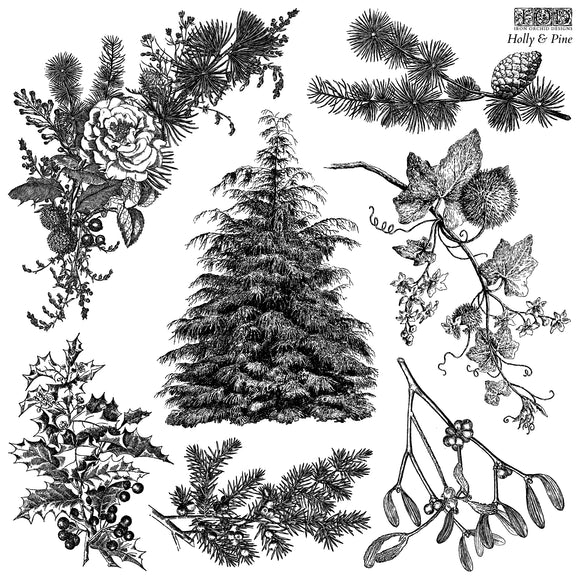 Iron Orchid Design Stamps - Holly & Pine 12x12