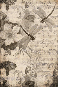 Roycycled Decoupage Paper - Musical Dragonflies